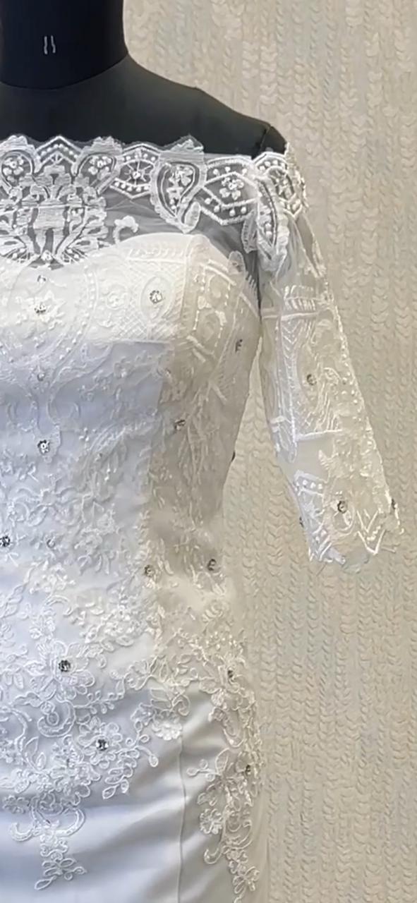 white gown with train Thalassery India