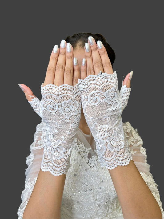 GownLink's Anointed Elegance Pearls of Faith Christian & Catholic Bridal Gloves G001