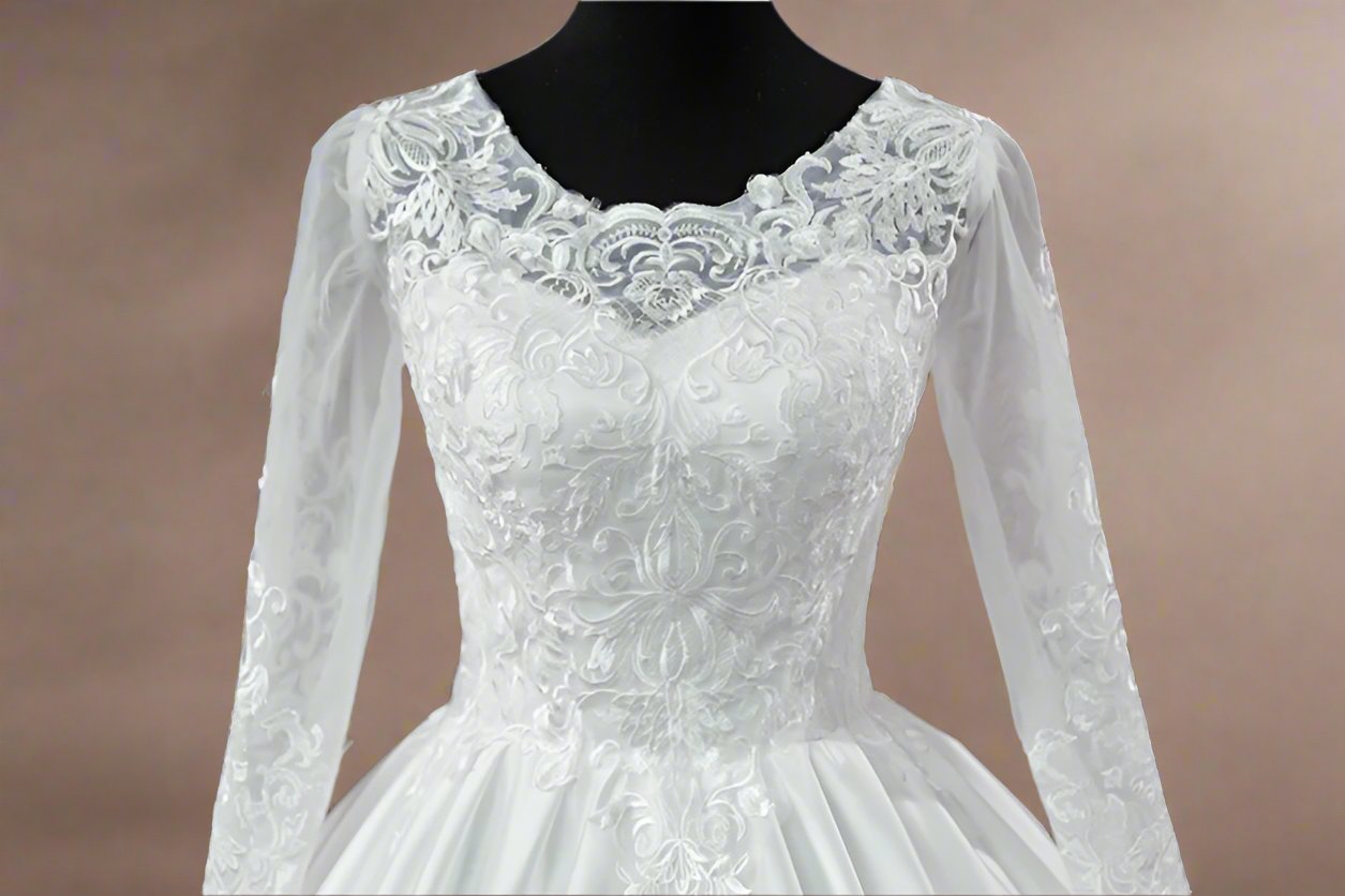 GownLink White Ball Gown Satin Wedding Dress GL36CBST