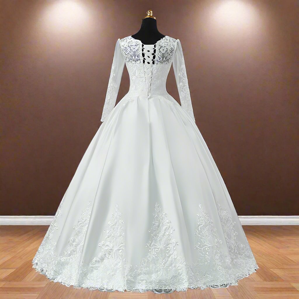GownLink White Ball Gown Satin Wedding Dress GL36CBST