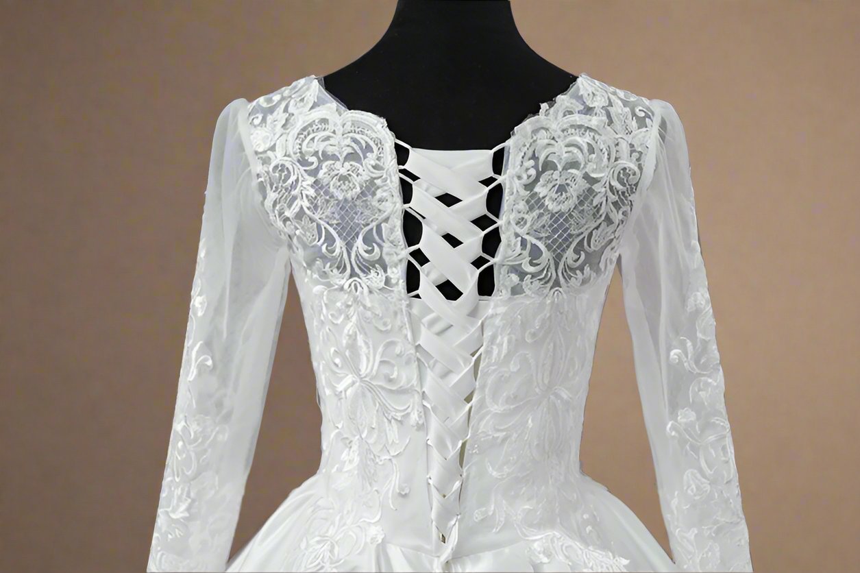 GownLink White Ball Gown Satin Wedding Dress GL36CBST