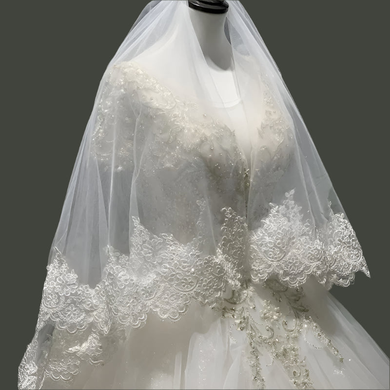 GownLink Bridal short 1.5mtr veil for Christian & Catholic Wedding 2 Tier Veil