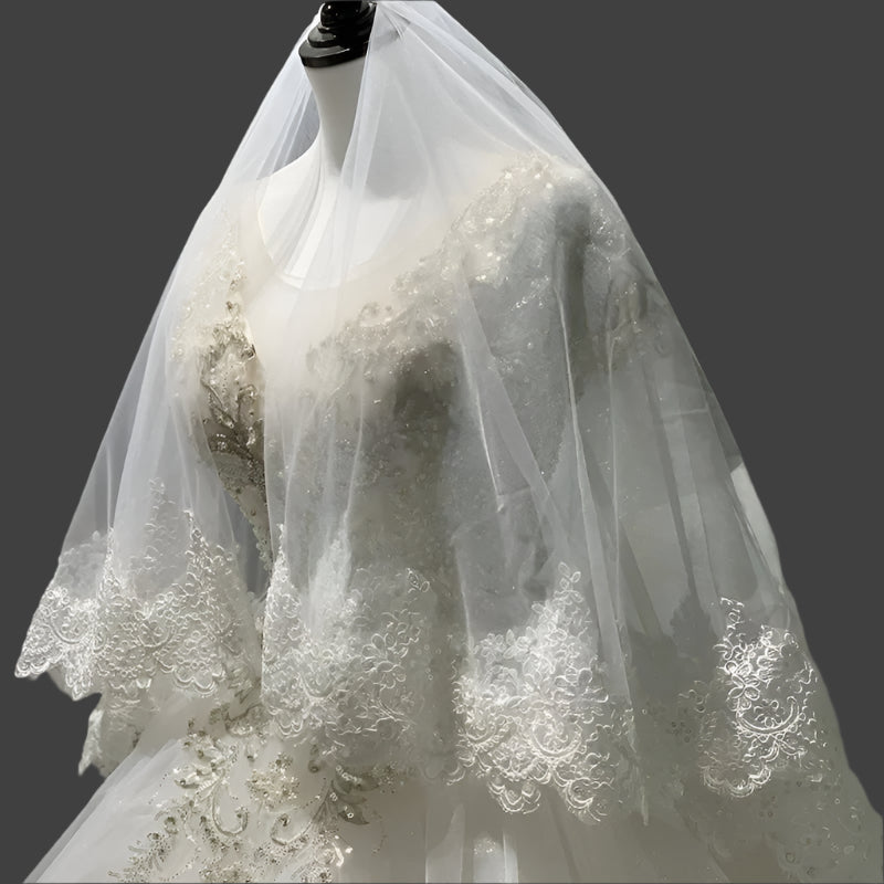GownLink Bridal short 1.5mtr veil for Christian & Catholic Wedding 2 Tier Veil