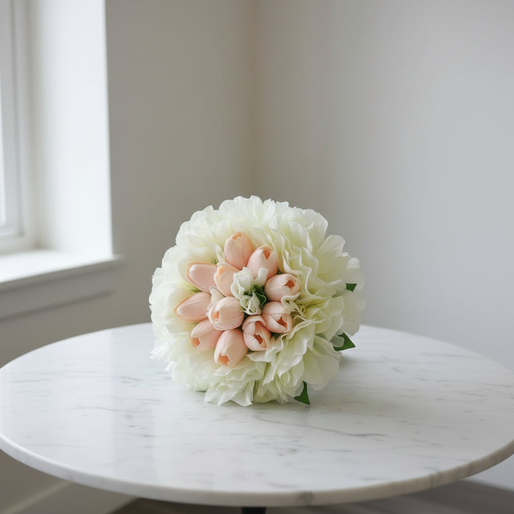 Bridal setting with Bridal Bouquet in church — GownLink B-138
