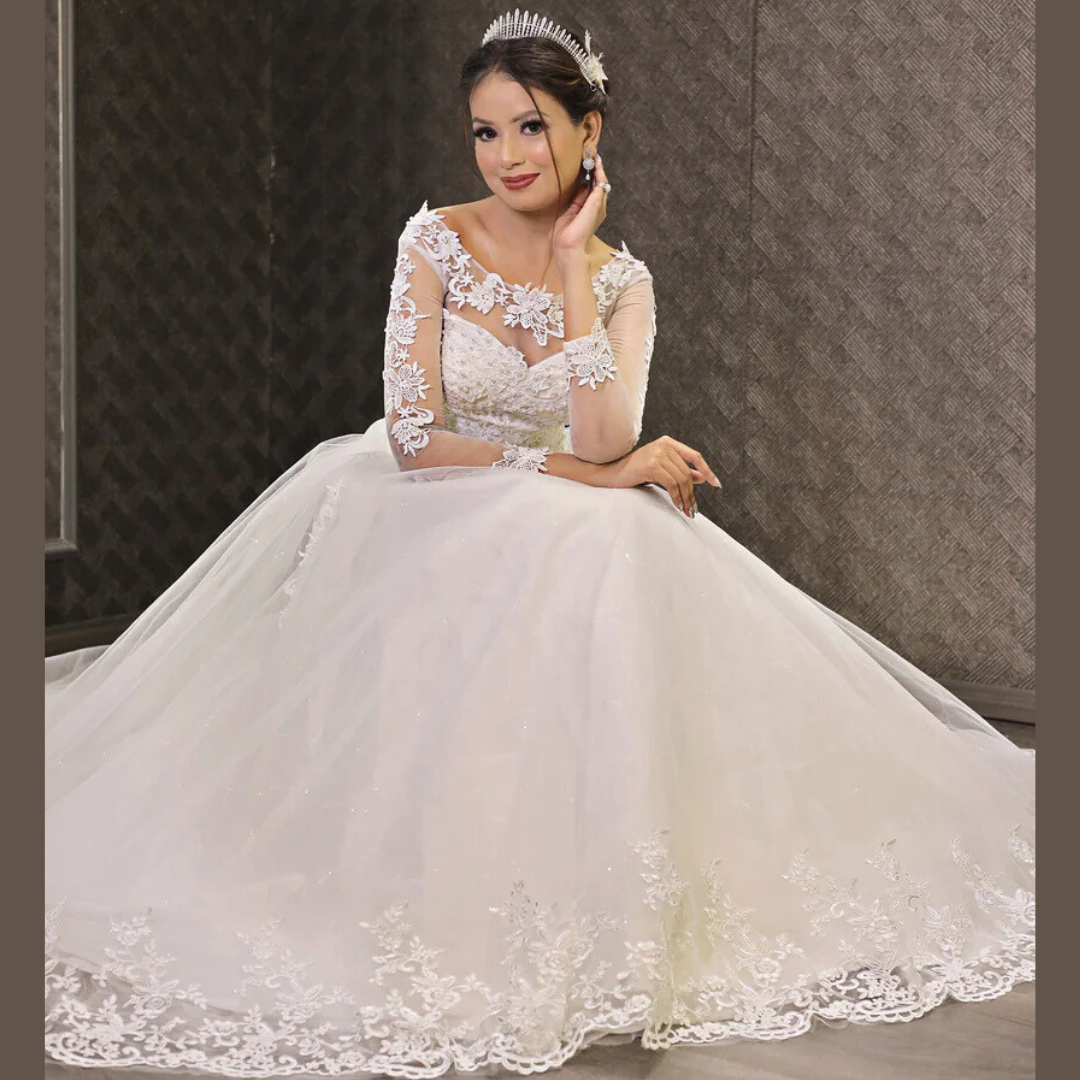 White Cattholic Wedding Dress for Bride in Madhya Pradesh