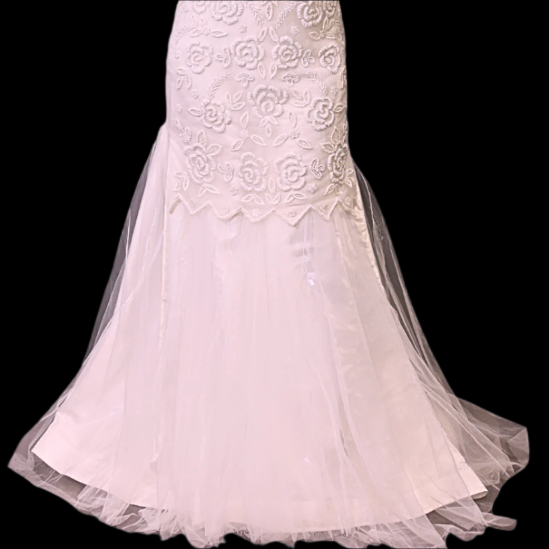 White Christain Wedding Mermaid Gown in Himanchal Pradesh
