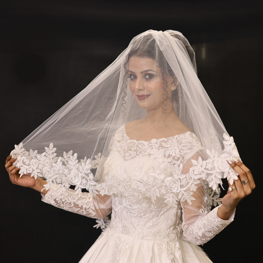 White embroidered Roman veil in Jaunpur