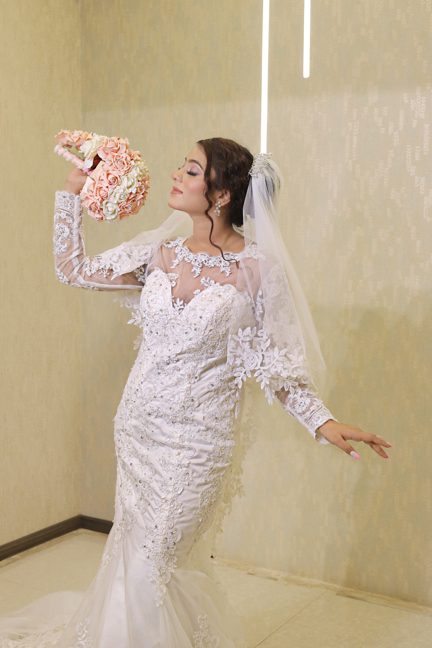 White Christain Bridal Mermaid Train Gown in Tamil Naidu