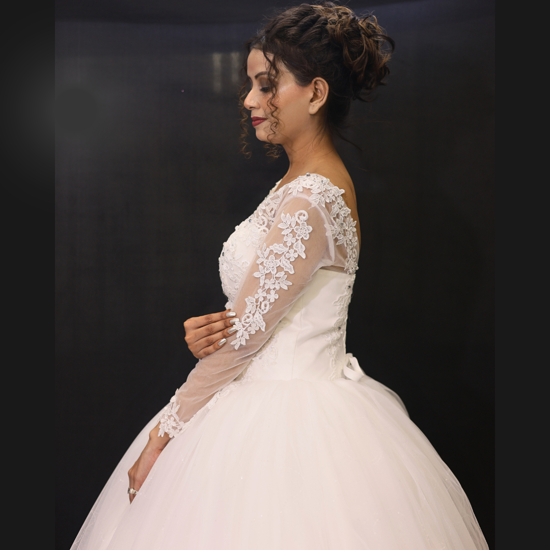 White Christain Bridal Ball Gown in Tamil Naidu