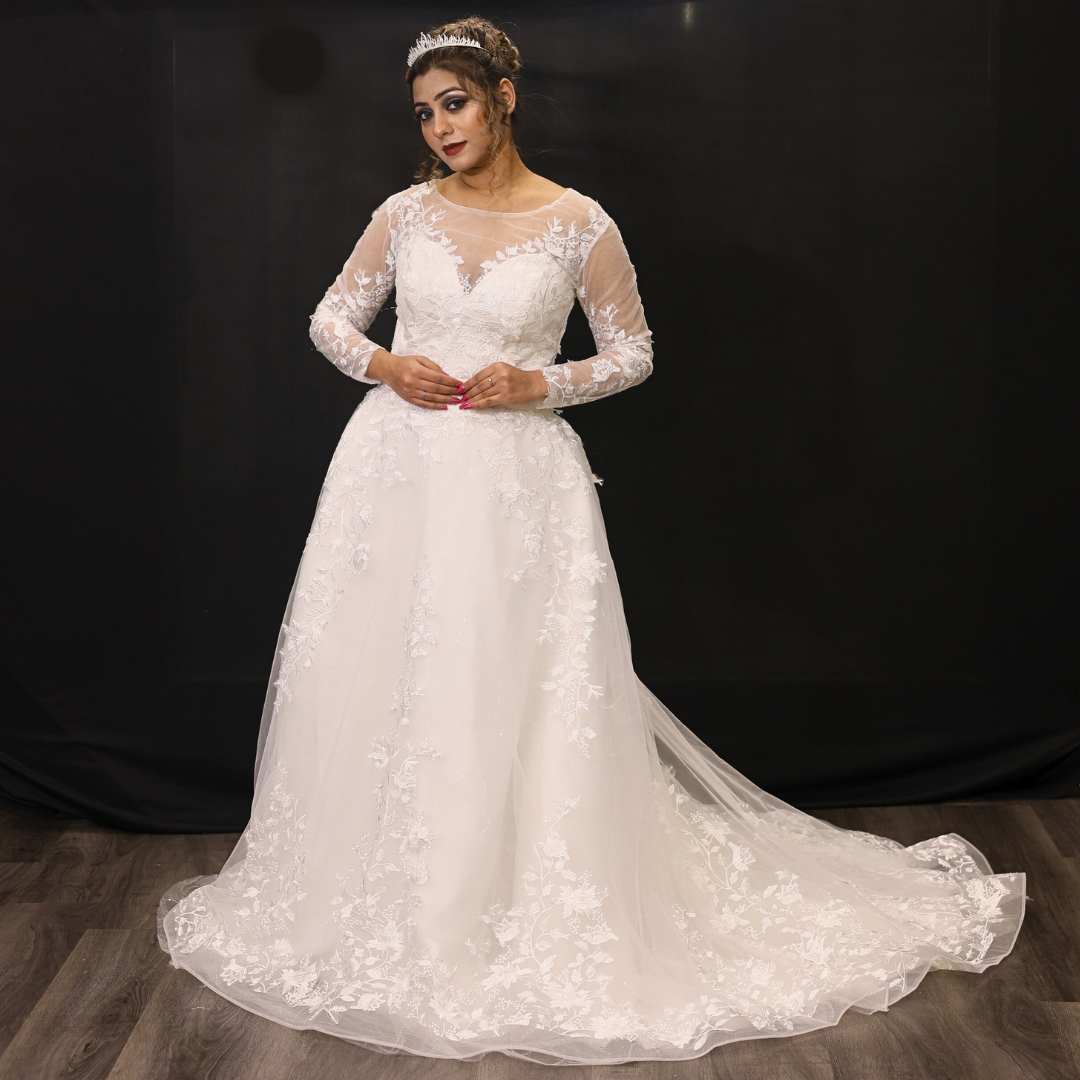 White Christain wedding A-line Gown in Telangana
