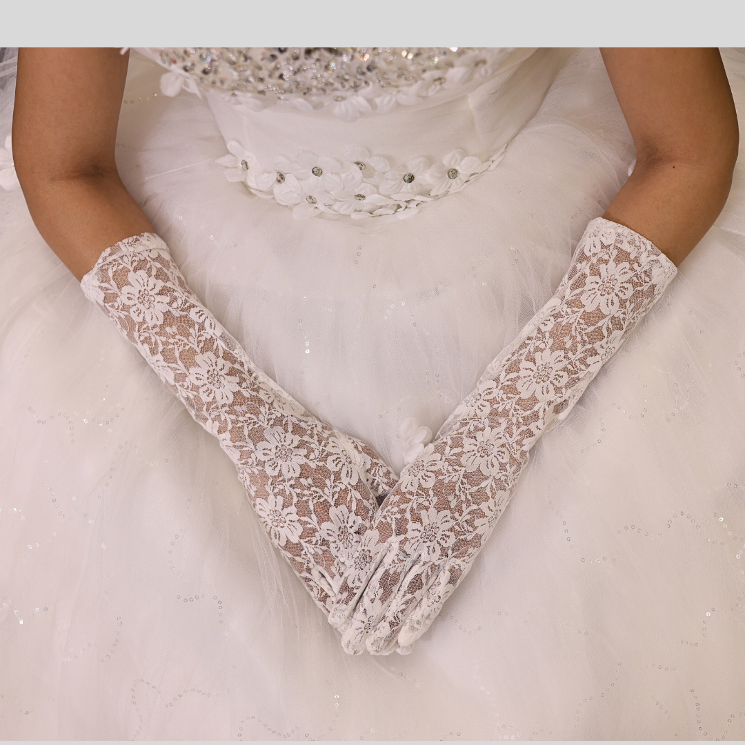 Long white wedding gloves for church in Jamshedpur