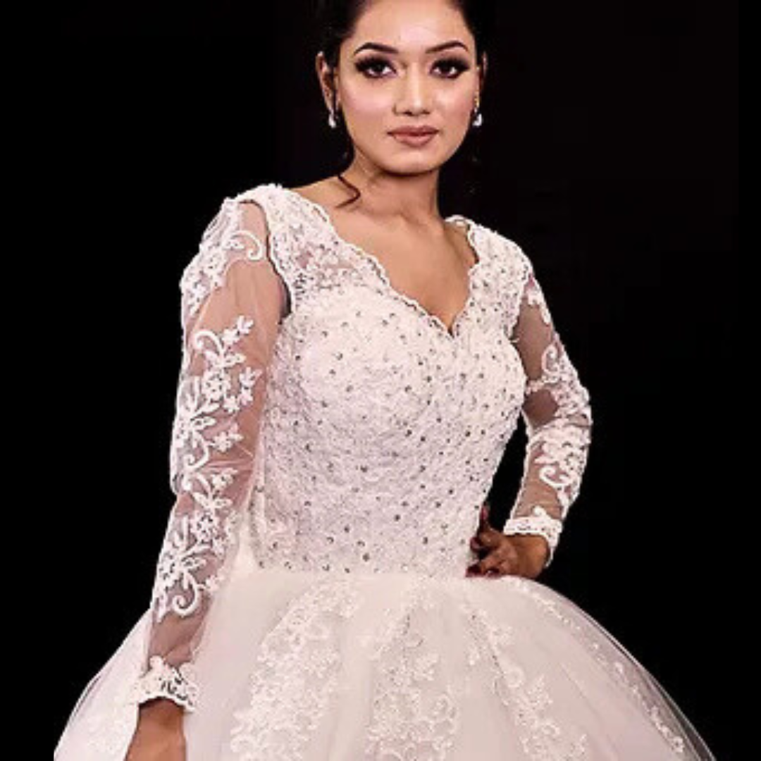 Traditional Christian wedding gown in Vijayawada