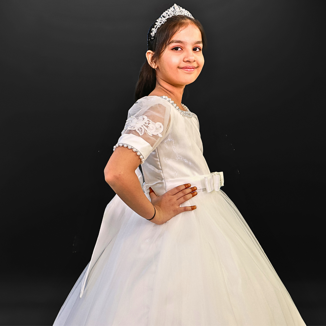 White modest Holy Communion Gown in New York