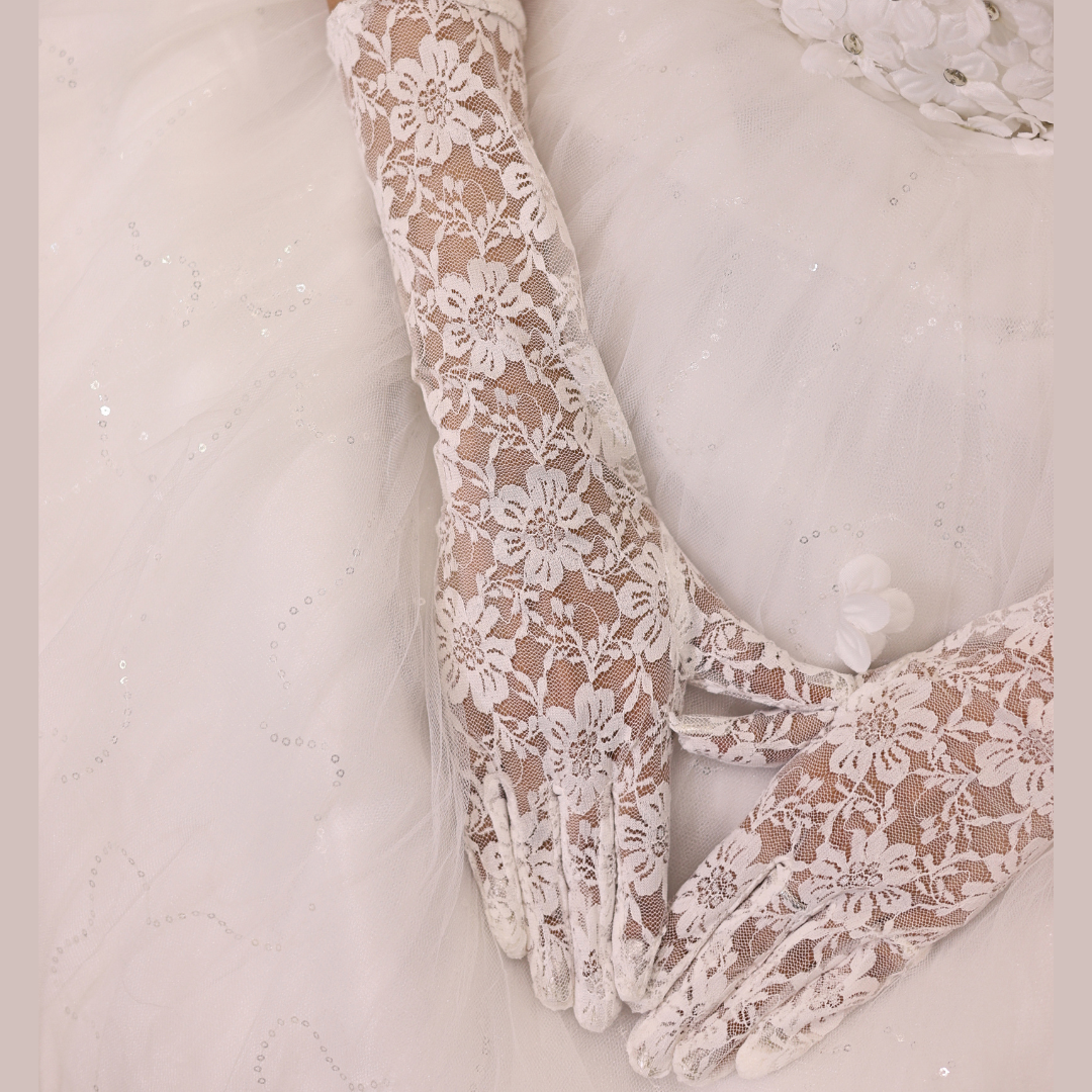 Long white wedding gloves for church wedding in Gorakhpur