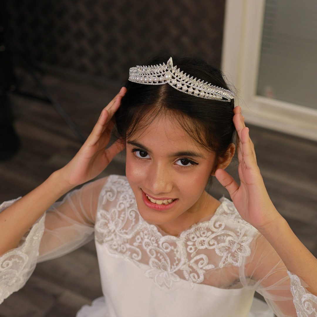 Catholic First Communion hair crown in Shillong