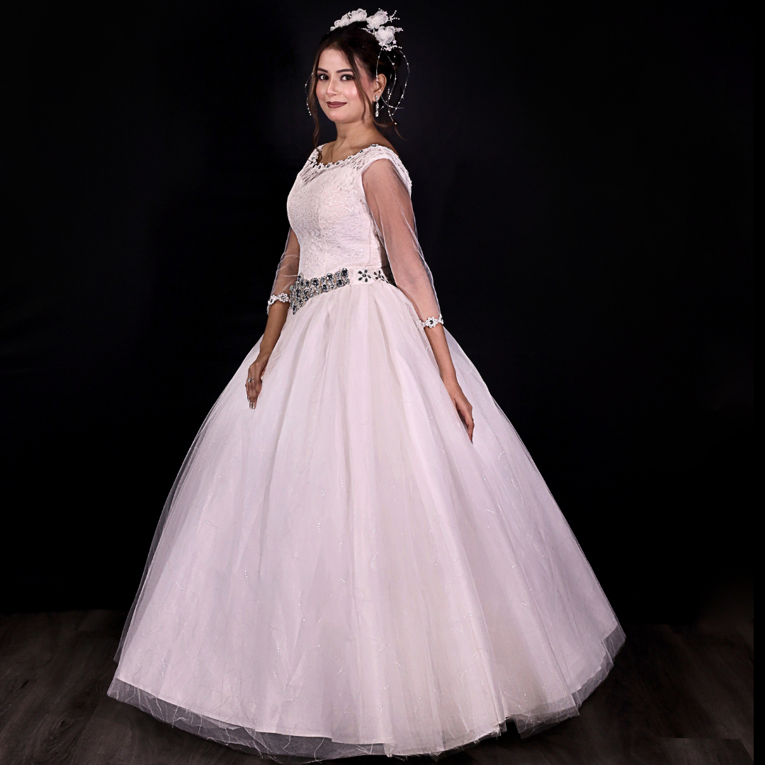 Modest wedding gown for church in Punjab