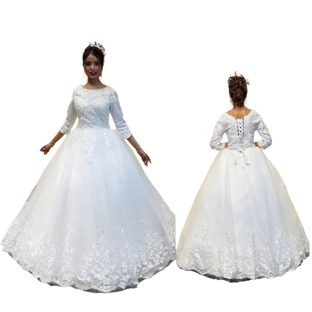 Gownlink White Wedding Ball Gown for the Christian Bride GLGF051C