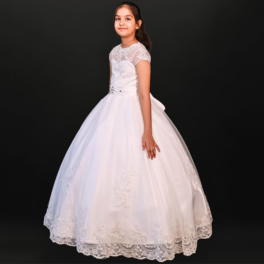 GownLink First Holy Communion White Dress HLCKID