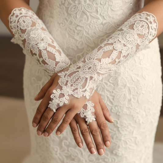 GownLink's Heavenly Radiant Off white bridal Gloves G119