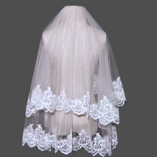 GownLink Lace and Beaded First Communion Veils -GLHLCV2
