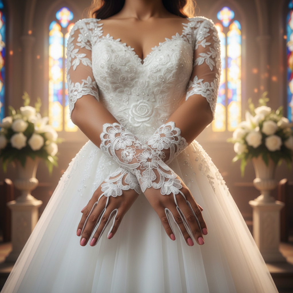 GownLink's Radiant Bridal Gloves for Christian & Catholic Wedding