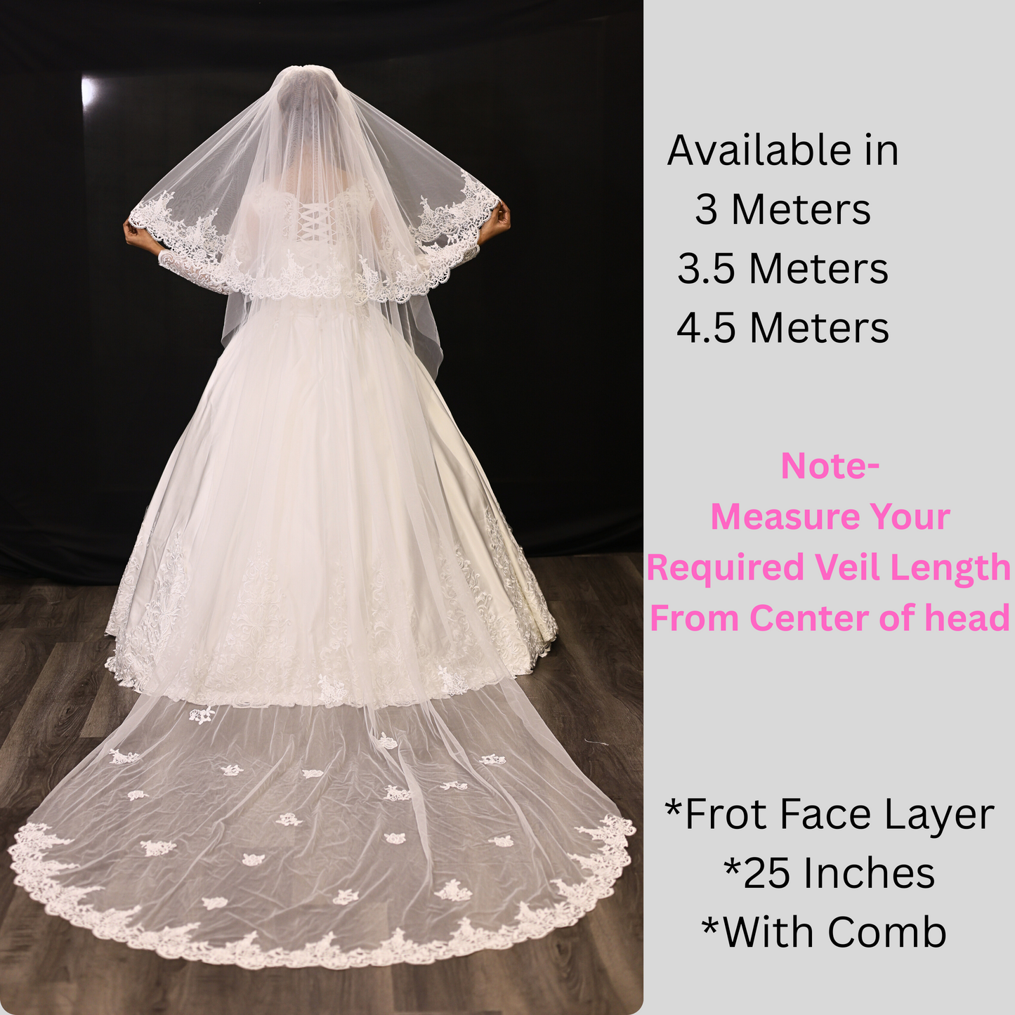 GownLink Bridal Veil With Comb for Weddings GLCP3-1
