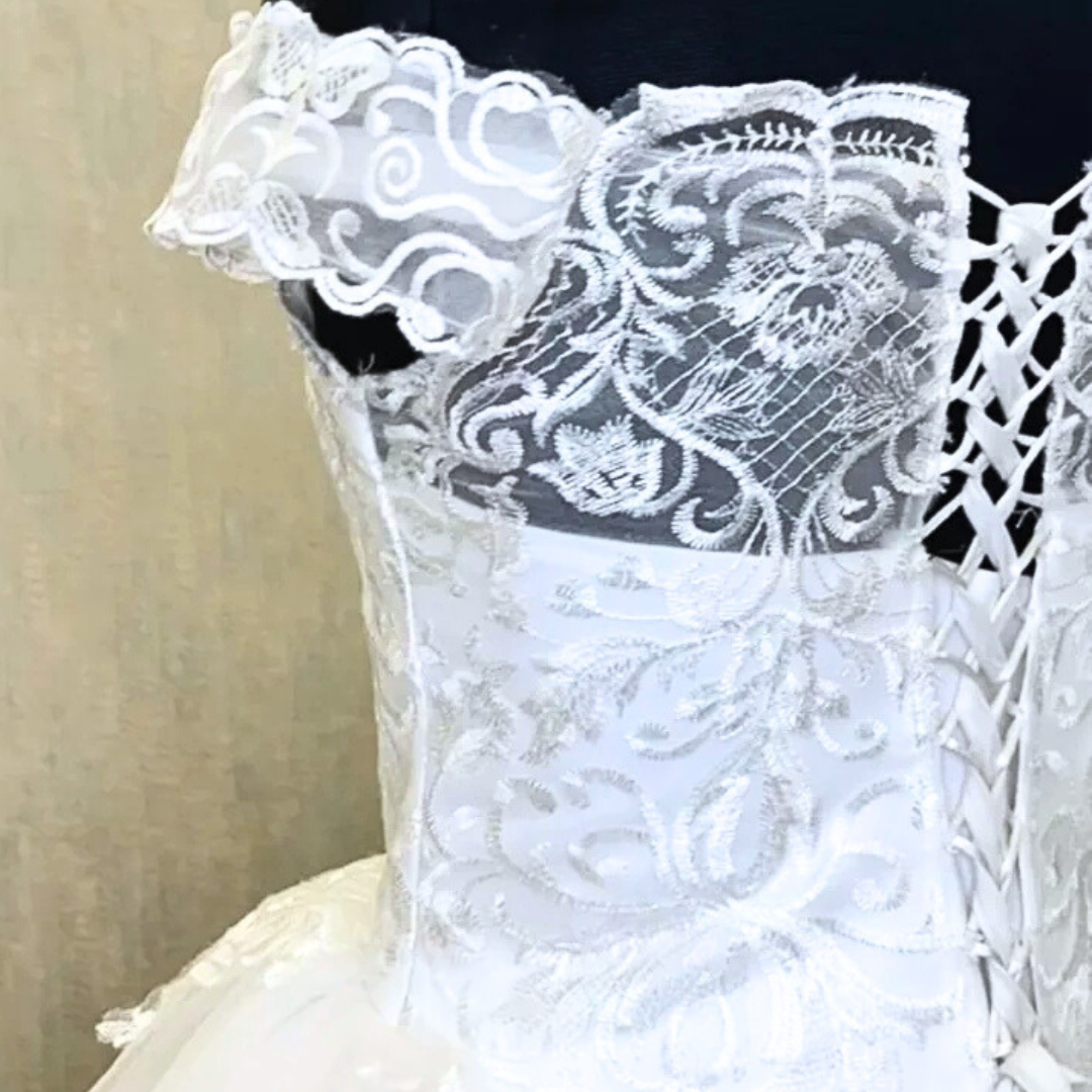 GownLink White Gown Bridal Dress Off Shoulder Style GLQD09