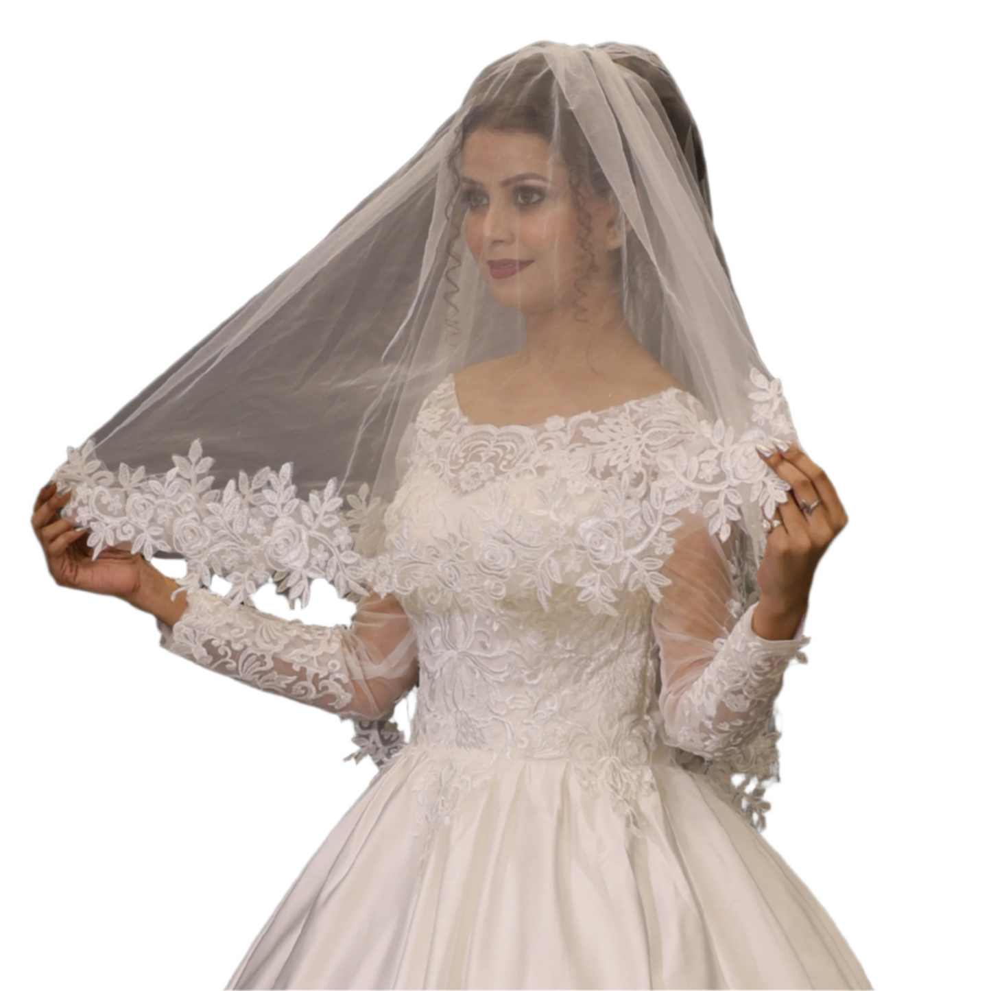 GownLink Bridal Short and Long Veil with Comb for Christian & Catholic Wedding GLVHM-3