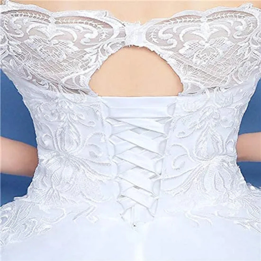 GownLink White Gown Bridal Dress Off Shoulder Style GLQD09