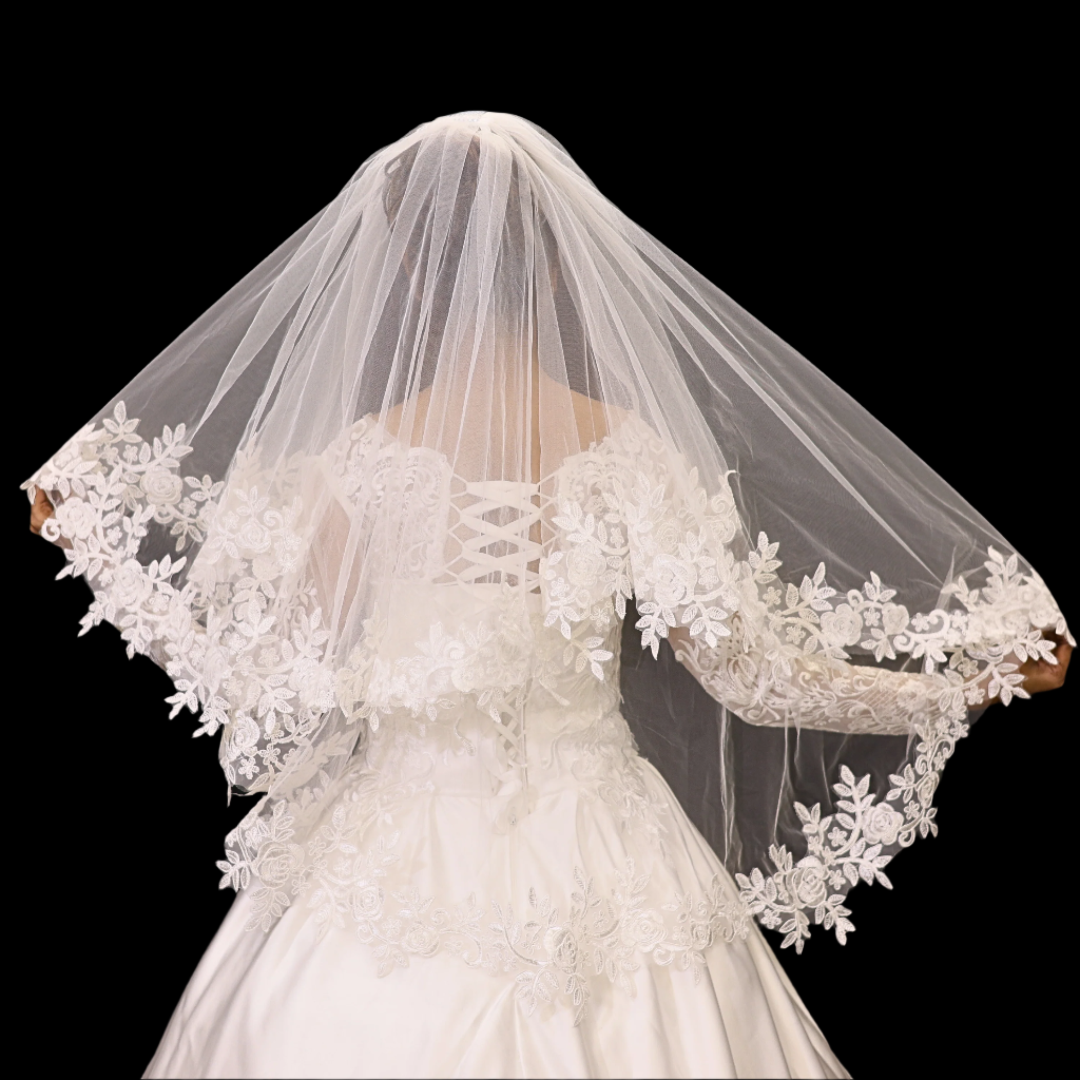GownLink Bridal Short and Long Veil with Comb for Christian & Catholic Wedding GLVHM-3