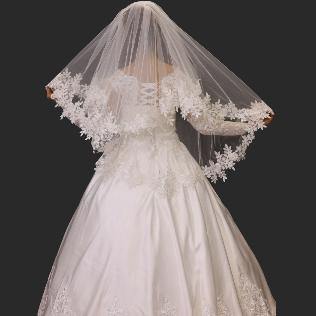 GownLink Bridal Short and Long Veil with Comb for Christian & Catholic Wedding GLVHM-3