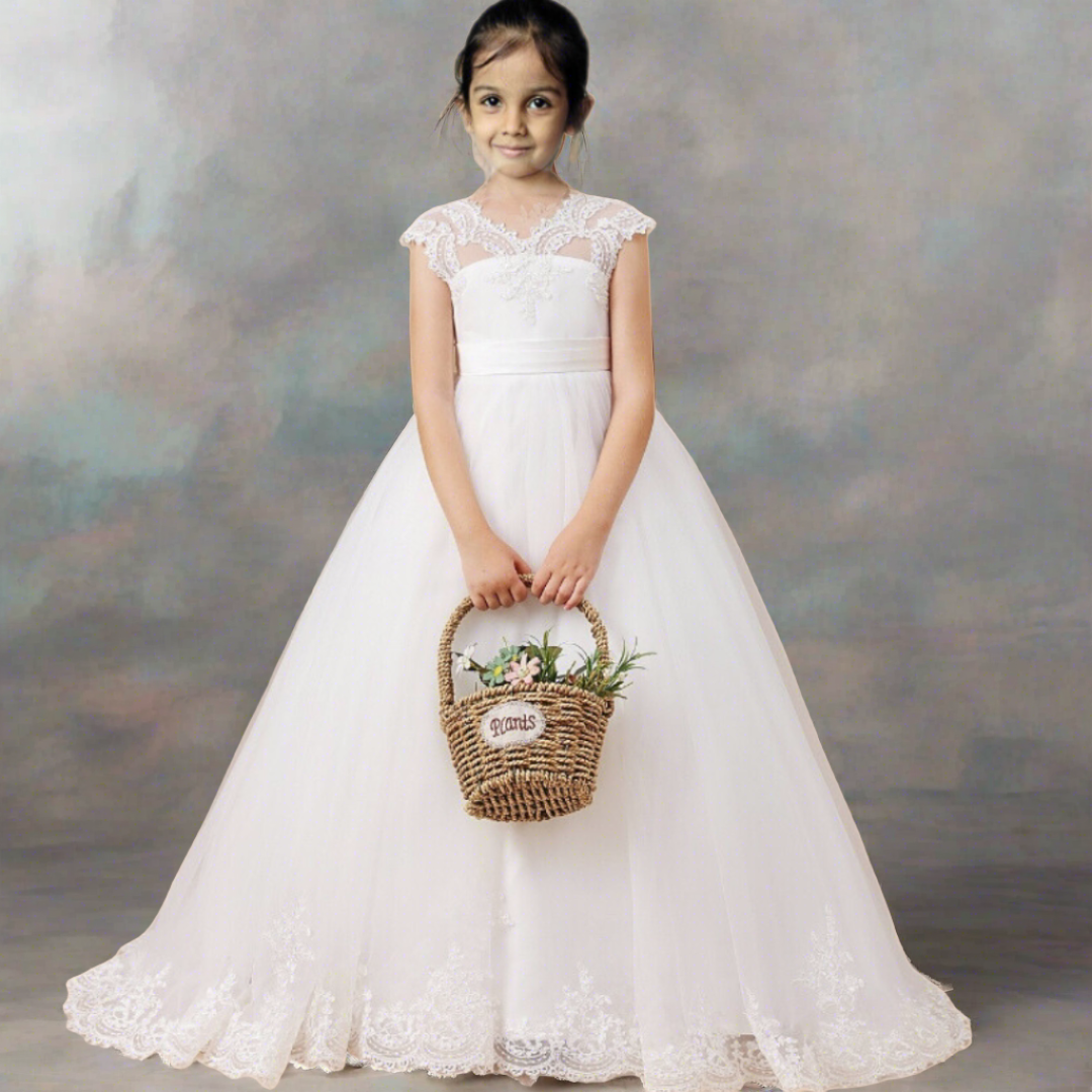 GownLink Holy Communion Flower Girl Dresses 2023 Floor Length Junior B
