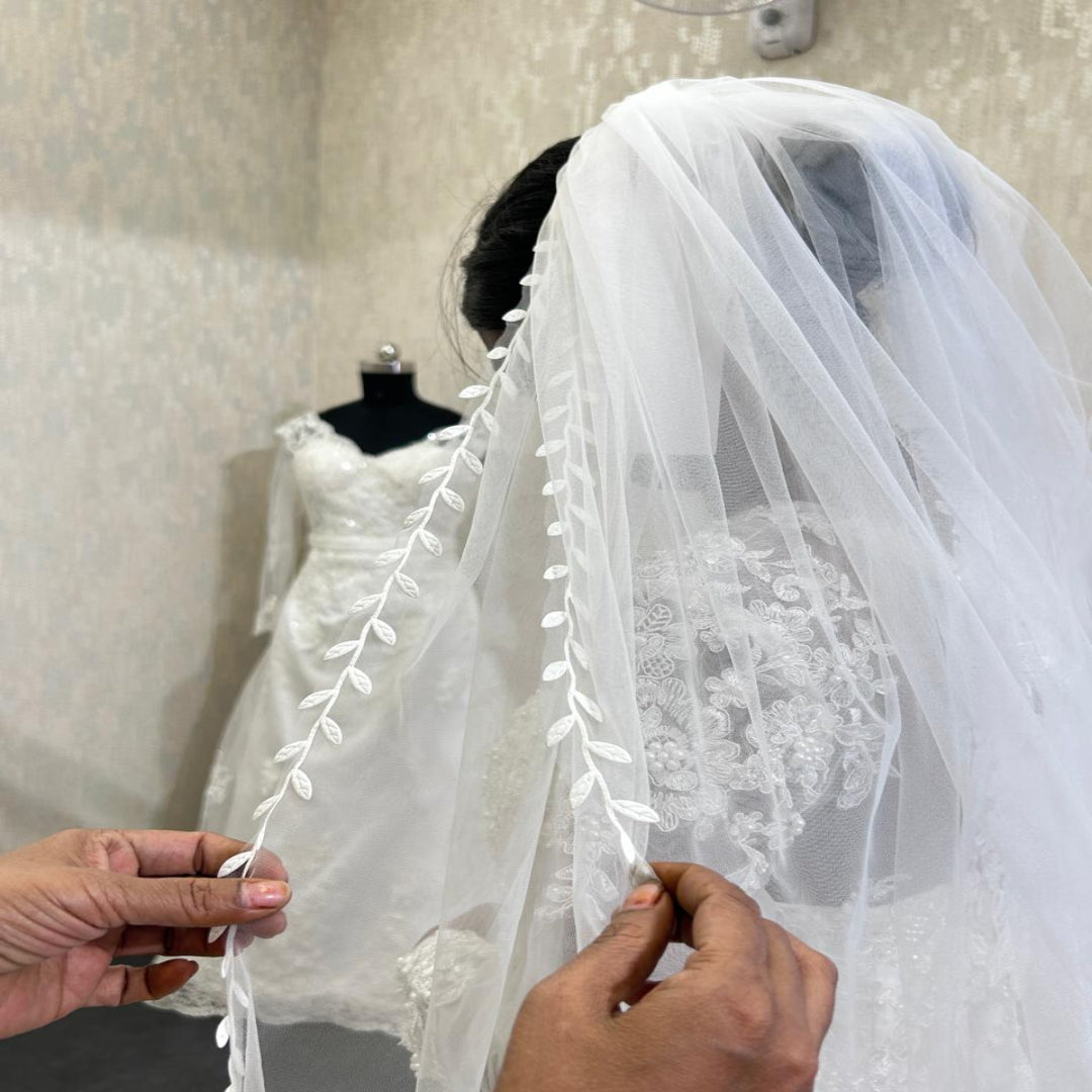 White wedding veil short Fast delivery of 5 day Jammu and Kashmir