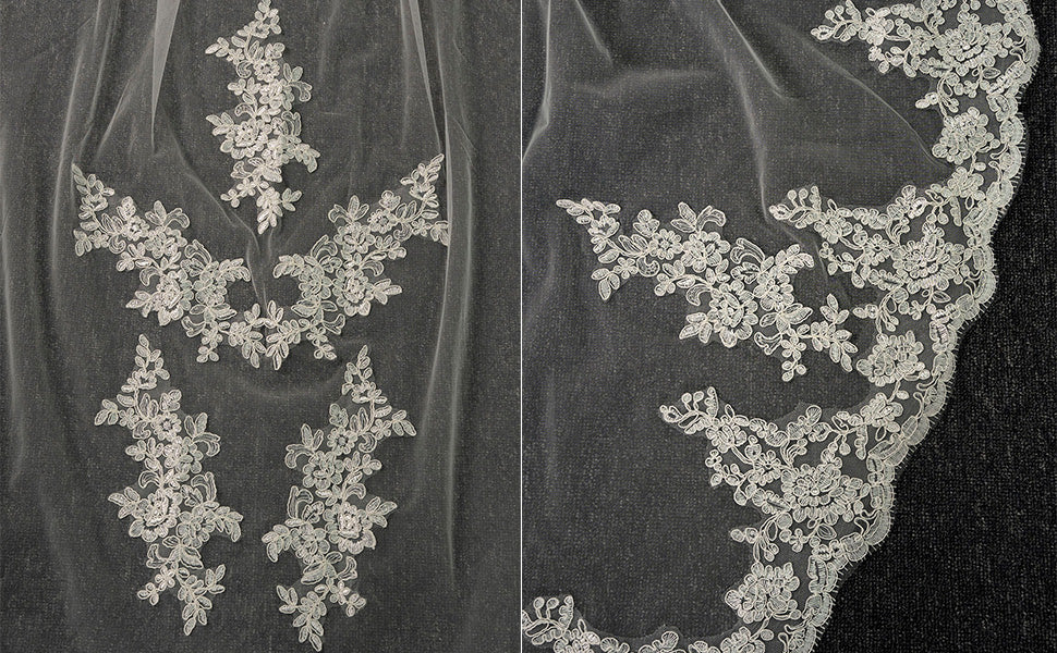 GownLink Long 3.5 mtr Bridal Veil With Attached Comb GLVL21