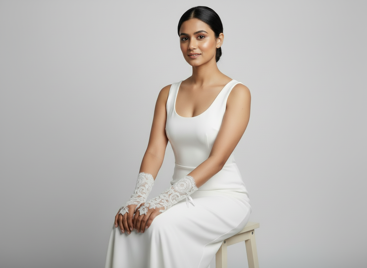 GownLink white Bridal Gloves for Wedding G-126