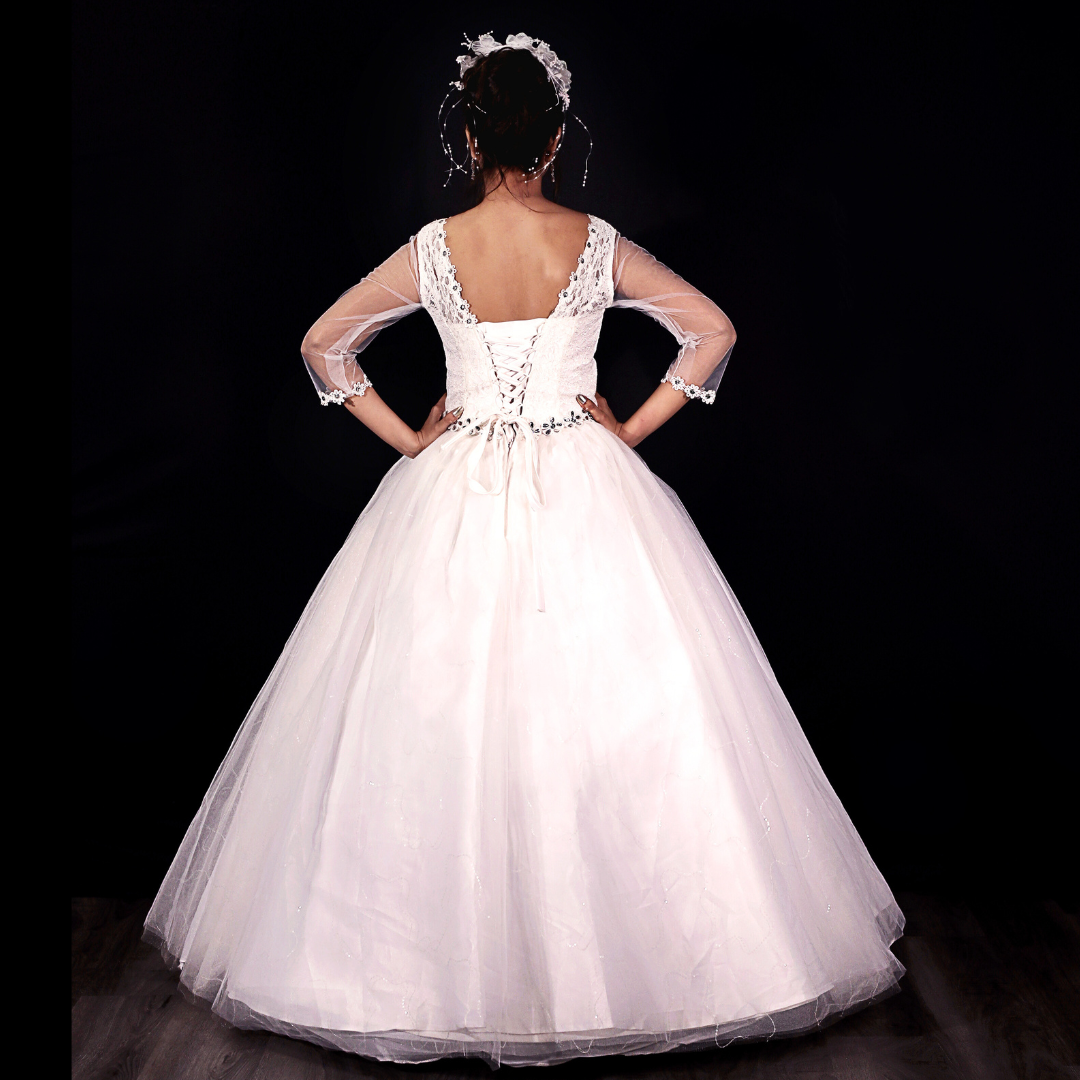 affordable Christian wedding dress with sleeves in Lucknow