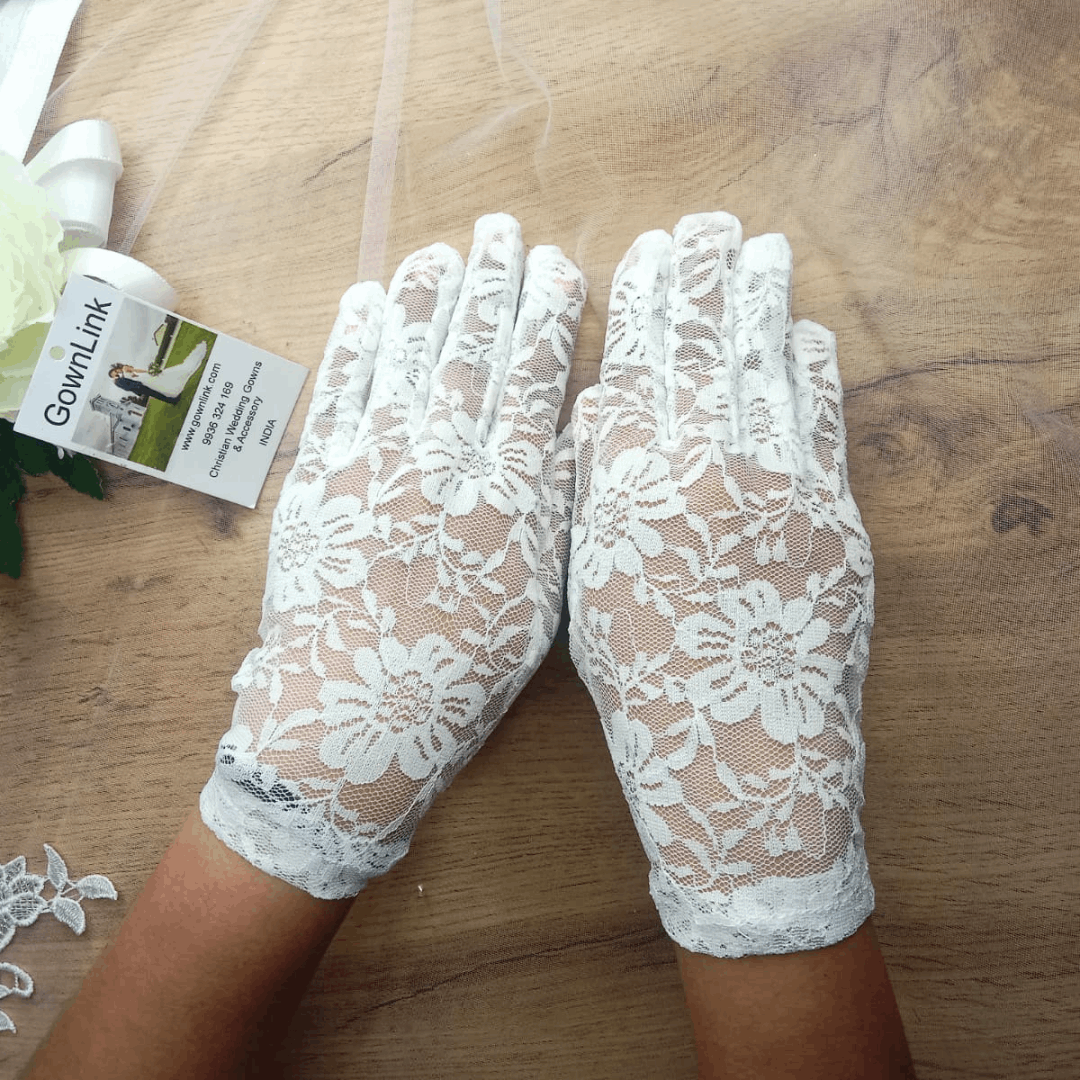 Divinely Adorned GownLink's Ineffably Gorgeous Bridal Gloves For Christian & Catholic Wedding G25