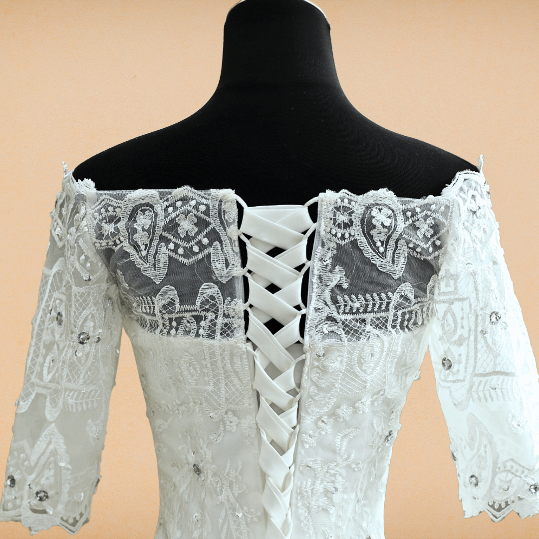 Graceful mermaid-style Christian bridal dress Thane India