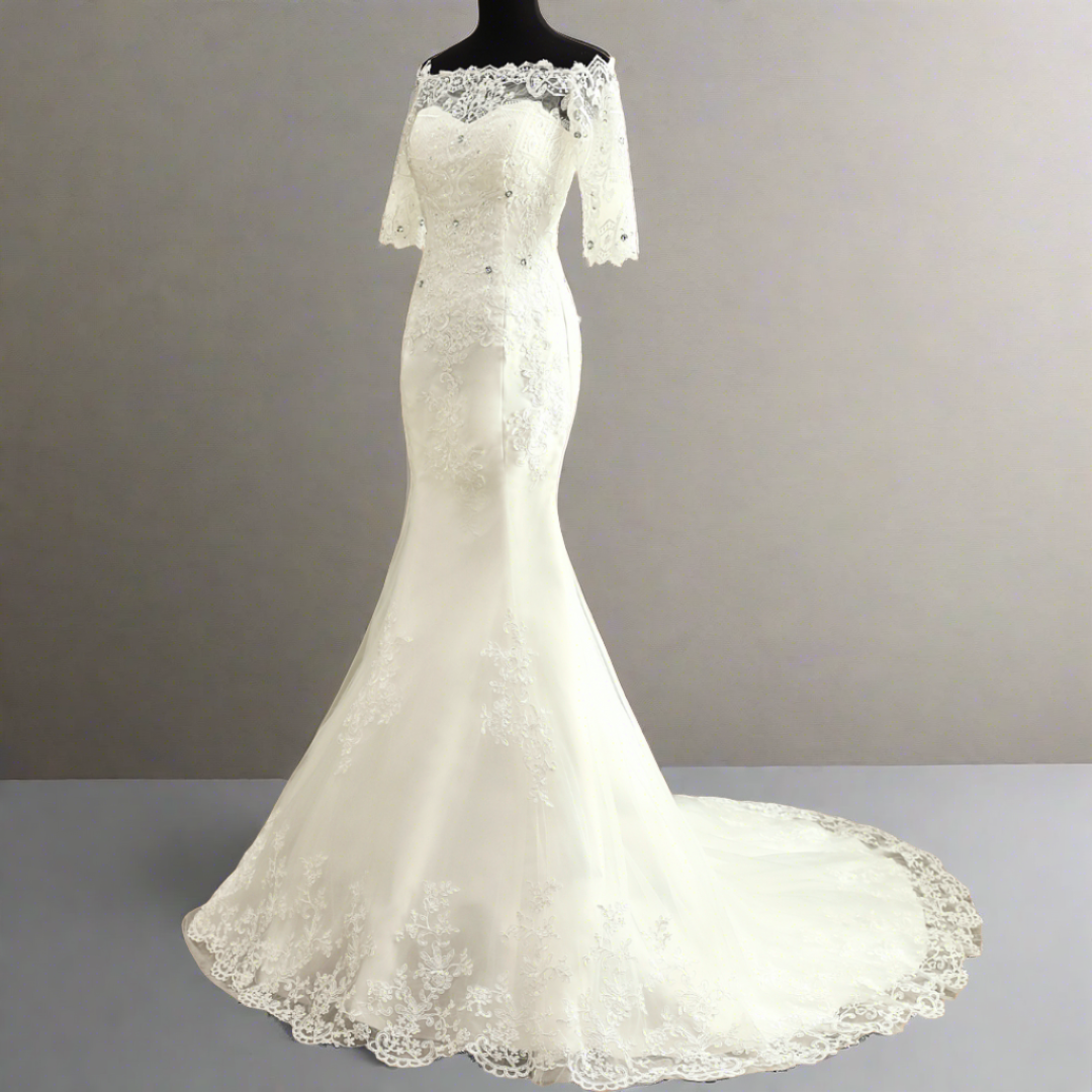 "Gorgeous empire waist Christian bridal dress Shillong India