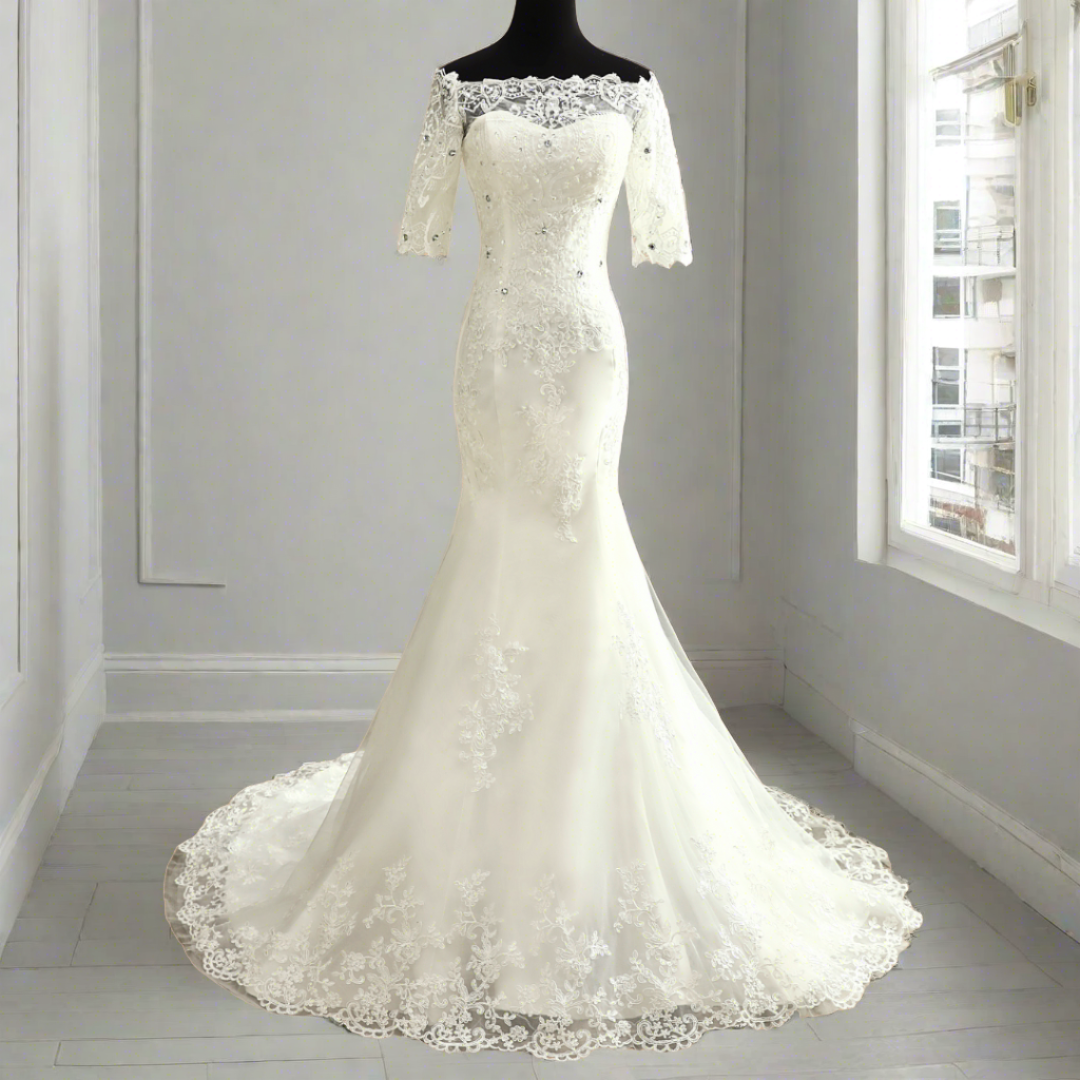 "Simple and elegant Mermaid Christian wedding gown." Kochi India