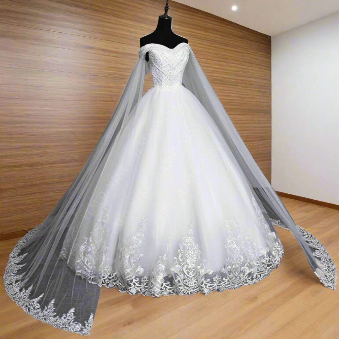GownLink's Christian and Catholic Wedding Off Shoulder Dress GLGF145