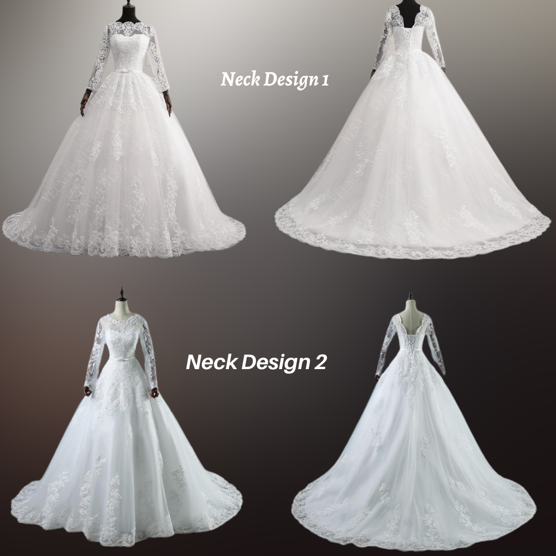Princess-cut Catholic wedding train gown for a fairy-tale Neemuch