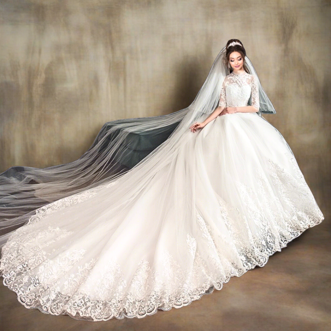 GownLink White Wedding Train Gown GLTD39T