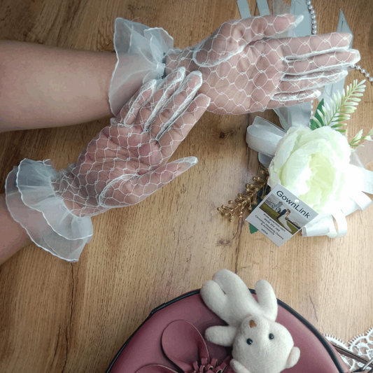 Back view of Bridal Gloves showing full length — GownLink G28