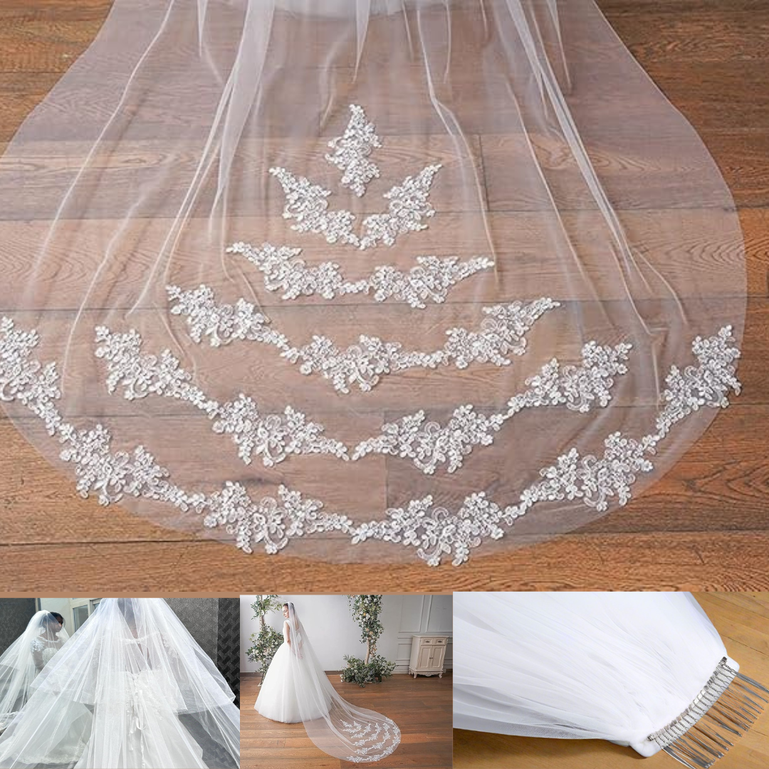 Model wearing Bridal Lace Patch with bridal gown — GownLink GLVHSEQ1