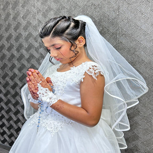 Back view of Bridal Veil showing full length and drape — GownLink GLHLCV1