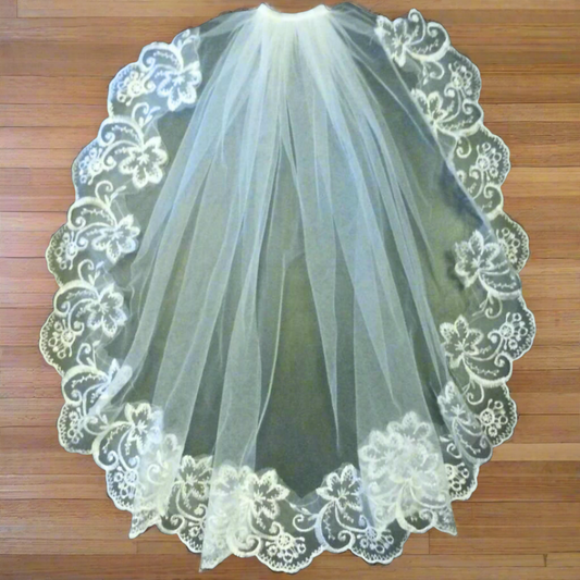 Back view of Bridal Veil showing full length and drape — GownLink GLHLCV4