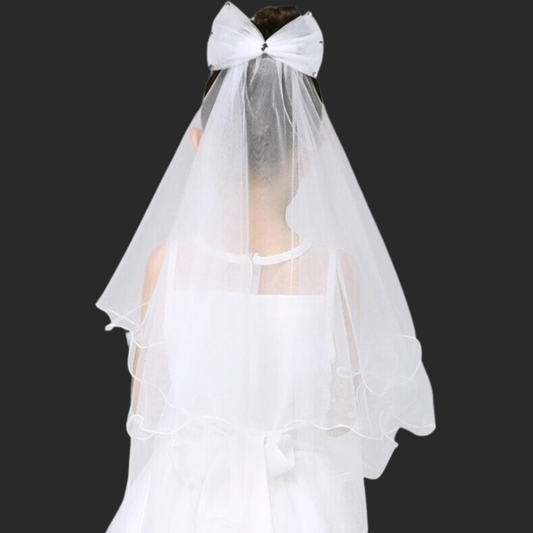Close-up of lace edge detail on Cathedral Bridal Veil — GownLink GLVHM12