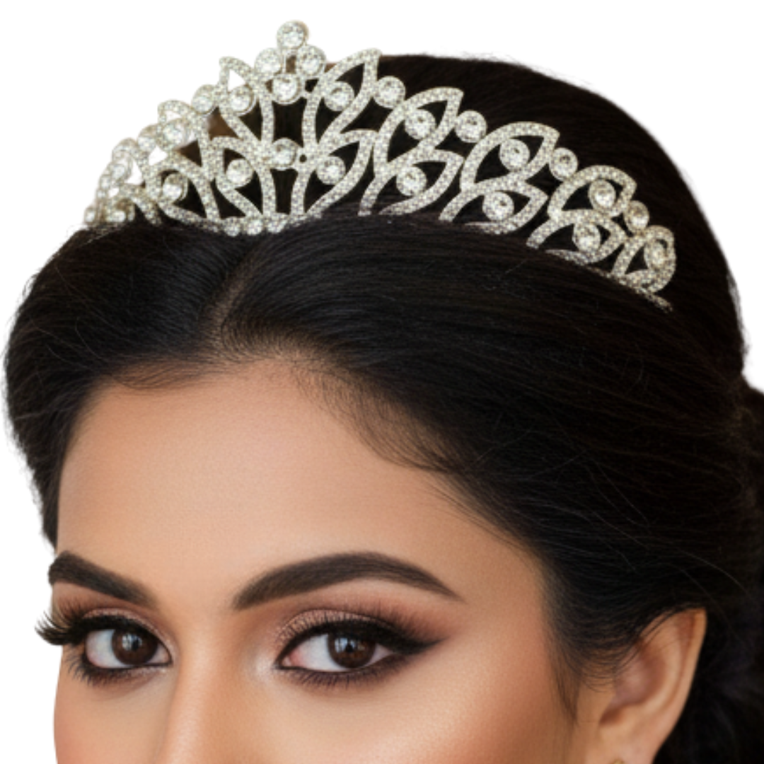 Detail of metalwork and stones on Crystal Bridal Crown — GownLink GLAC02022