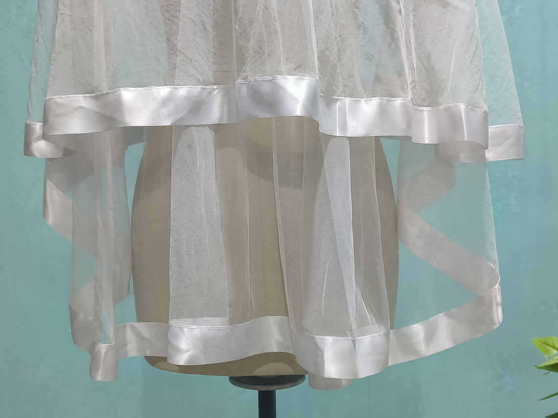 GownLink Bridal Short Veil Comb for Christian & Catholic Weddings GLVL-Satin Edge